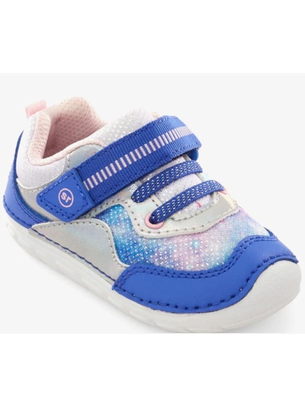 Size 3 Baby Stride Rite Galaxy Blue and Pink Sneakers